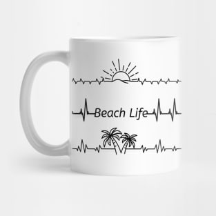 Beach Life, Sunshine, Palm Tree - Heartbeat Mug